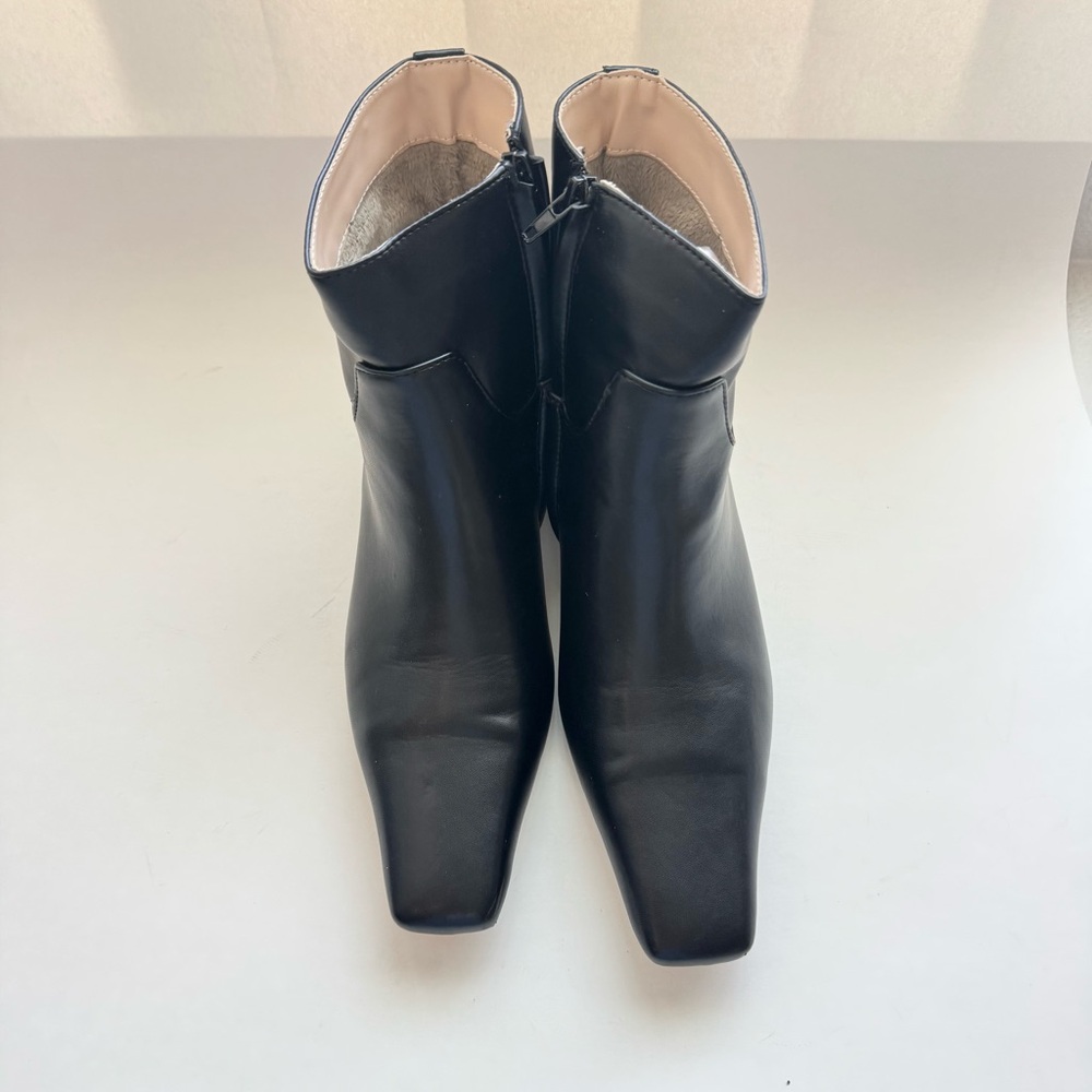 Size 8 Boots Women Square Toe Side Zipper Ankle Boot Block Low Heel FOWT